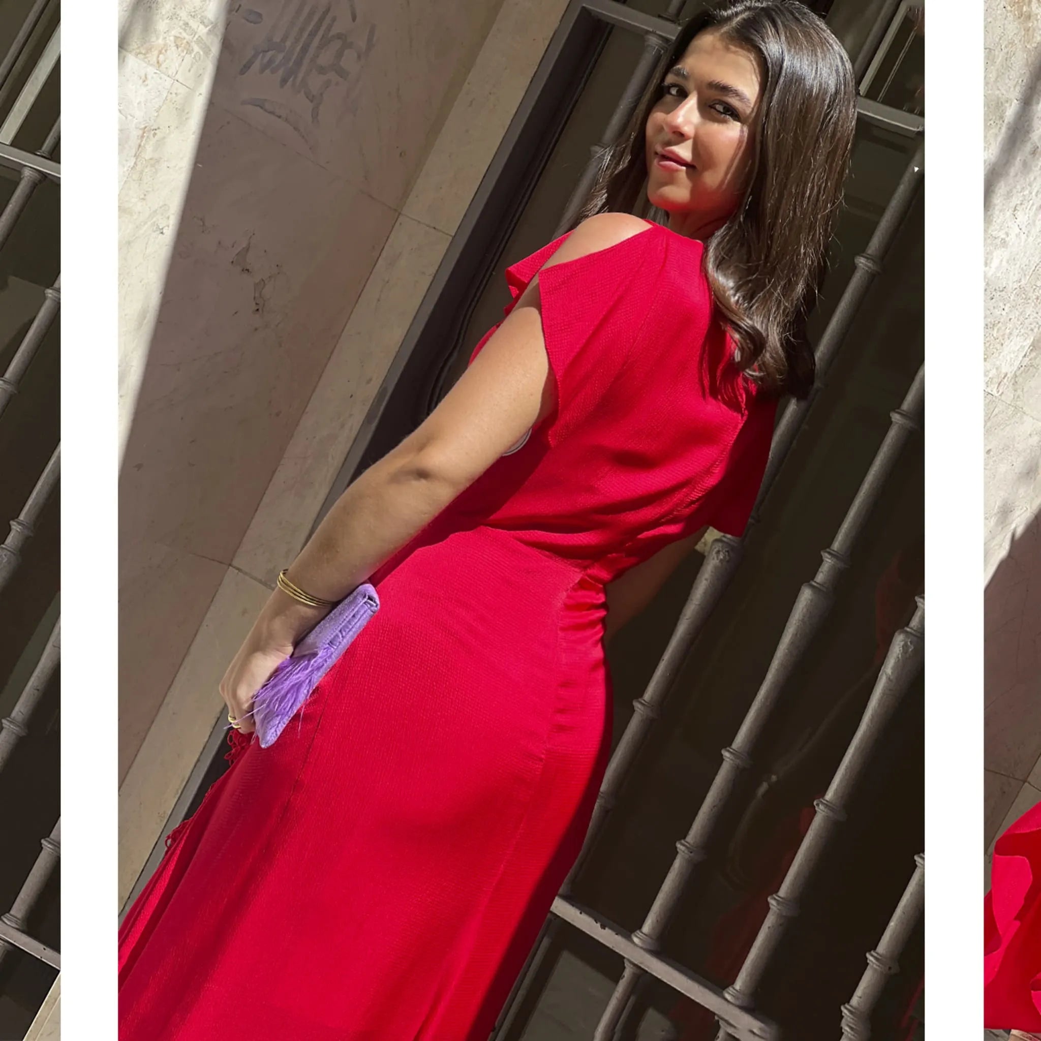 Vestido Camino detalle espalda invitada perfecta