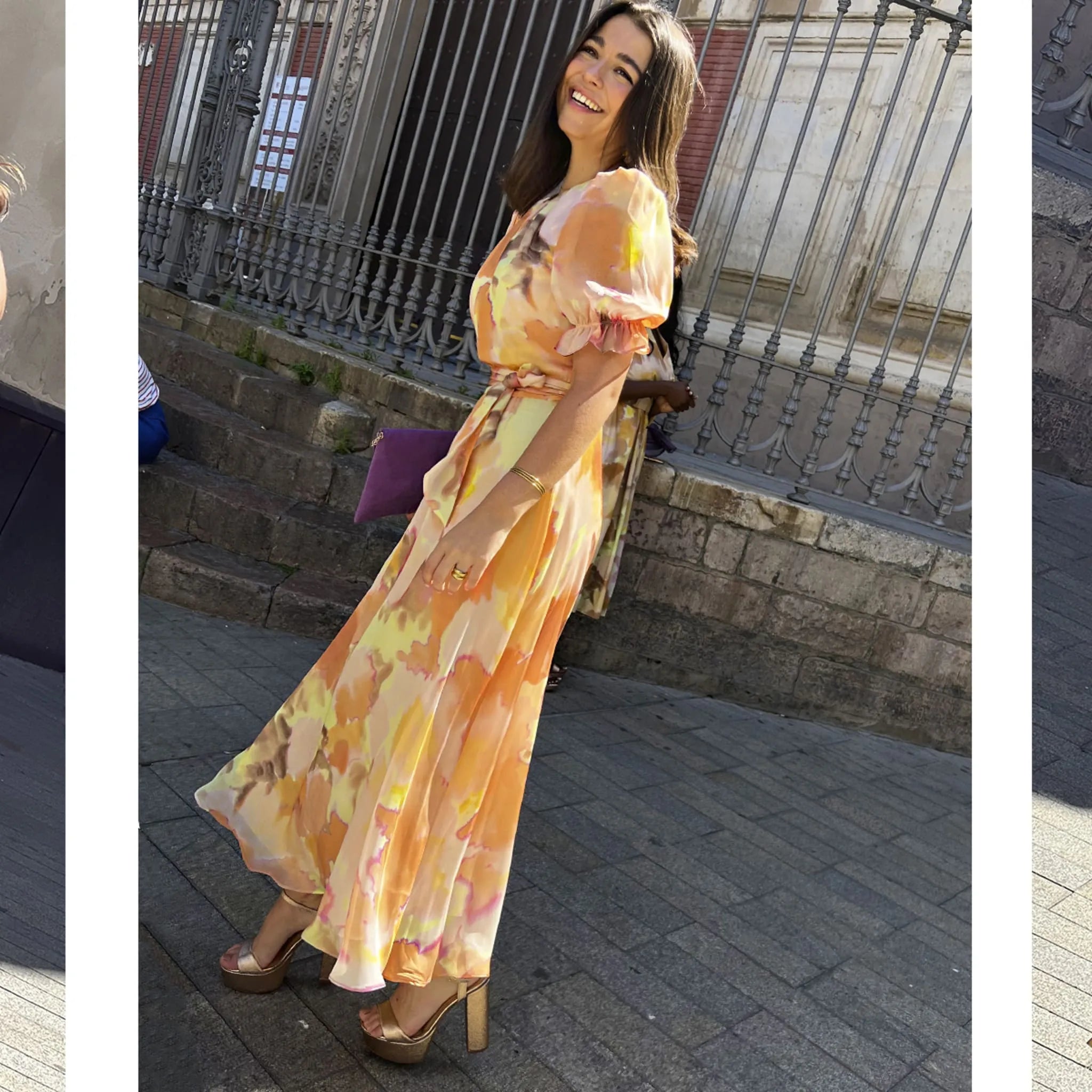 Vestido Paz  detalle perfil y falda en movimiento invitada perfecta mami de comunión ideal