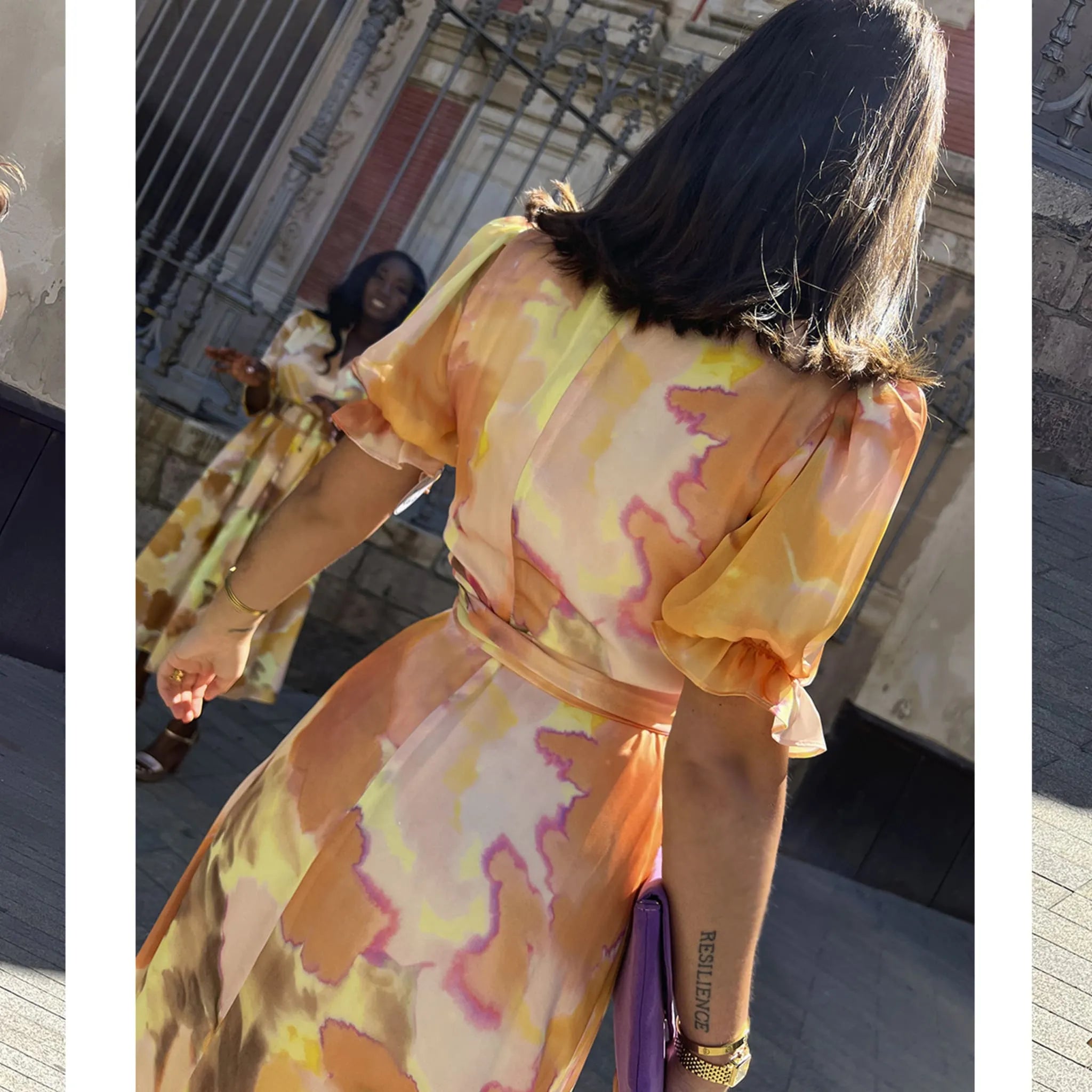 Vestido Paz  detalle espalda y mangas abullonadas invitada perfecta mami de comunión ideal
