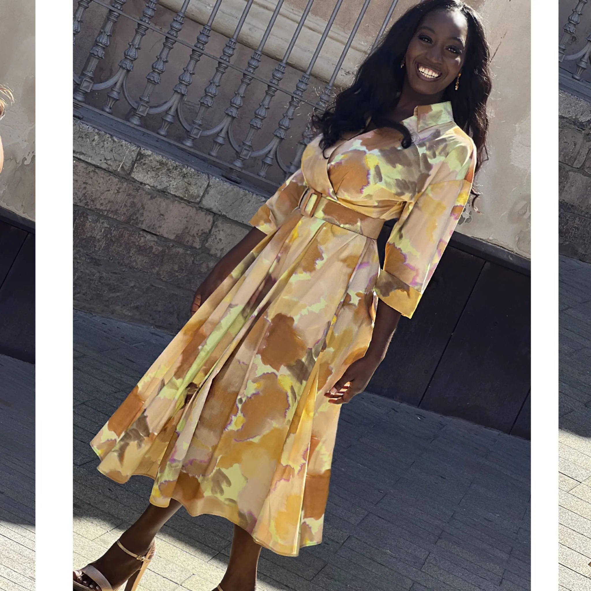 Vestido Sed detalle silueta  perfil en movimiento, invitada perfecta mami de comunión ideal